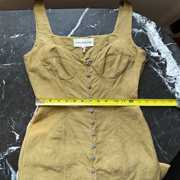 Mara Hoffman Angelica Linen Blend Olive Green Dress, Size 2 - Picture 6 of 7